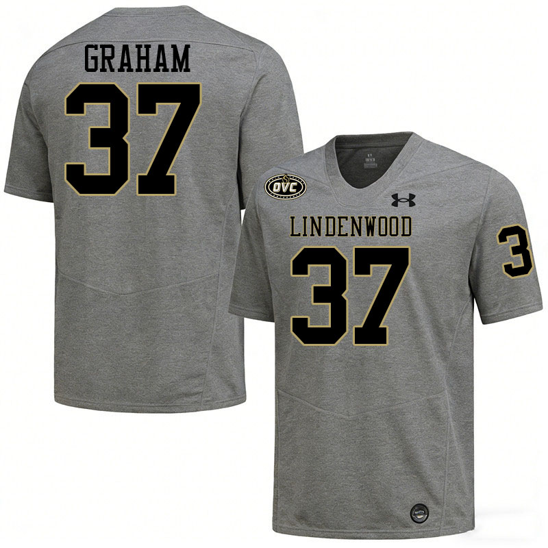 Lindenwood Lions #37 Will Graham College Football Jerseys,Uniforms-Grey